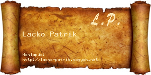 Lacko Patrik névjegykártya